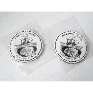 16 Vintage Plymouth Massachusetts The Mayflower Coasters Japan Barware 1960s NOS
